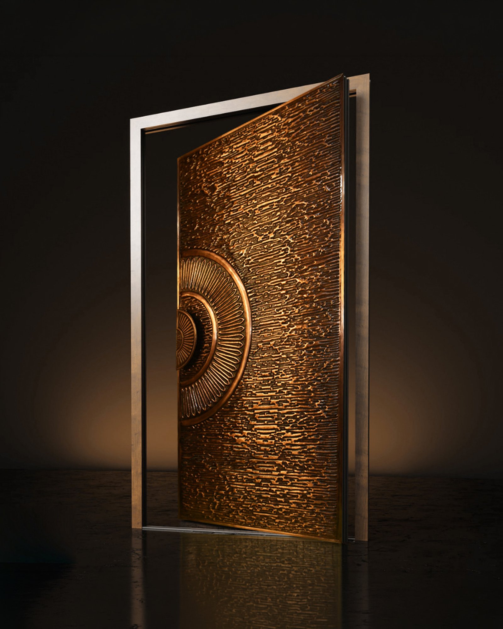 Interstellar door handcrafted copper handle detail
